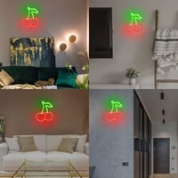 YATOSEEN Čerešňa neónová LED dekorácia na stenu, 20x15 cm, neónový nápis napájaný cez USB alebo 3 AA batérie do spálne, baru, na párty alebo Vianoce 6