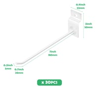 Yauhar 30 kom. bijelih zidnih kuka za panel, 20,3 cm, čvrste metalne vješalice za zidne panele, garaže, trgovine i maloprodaju 2