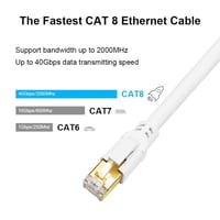 Yauhody Cat 8 Ethernet kábel 40 Gbps 3m RJ45 árnyékolt hálózati kábel fehér 2