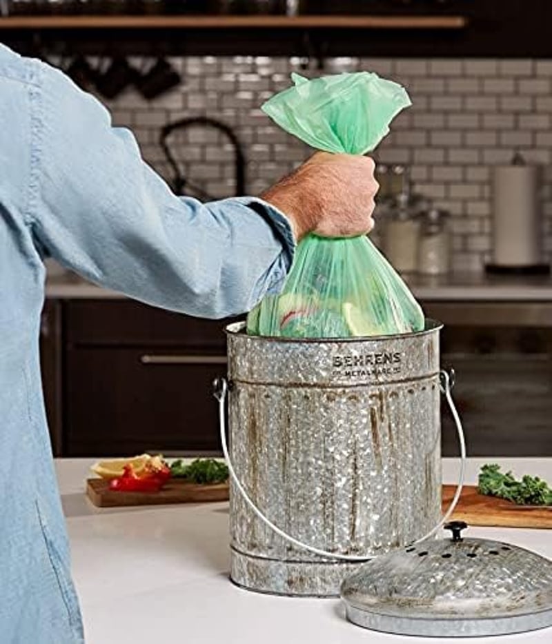 YAWAHOME Bio Szemeteszsák 6L 120db Komposztálható Kukoricakeményítő Zöld - 1 count (pack of 120), 6 L - 120 pieces
