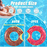 yayafunfun Fánk Úszógumi Szett Felnőtteknek és Tiniknek - 2 db Színes Fánk Alakú Úszókarika 70/90 cm, PVC Strandmatrac Medencéhez 2
