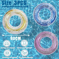 yayafunfun Fényes Úszógumi Szett 3 db - 70/90 cm Átmérőjű PVC Felfújható Úszógyűrű Gyerekeknek és Felnőtteknek, Medencébe, Strandra 2