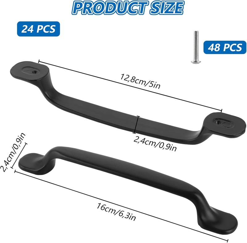 YAYODS 24 db Fekete Bútor Fogantyú 160 mm - Konyha Szekrény Fiók Ajtó Fogantyú 128 mm Furattávolság