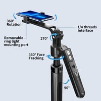 yAyusi 360° Arckövetős Állvány Fénnyel - 180 cm Teleszkópos Tripod Mobilhoz, Alkalmazás Nélküli AI Arcfelismerés, Távirányítóval, Vloghoz, K 3