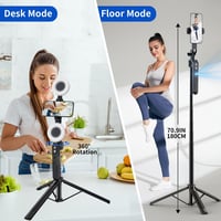 yAyusi 360° Arckövetős Állvány Fénnyel - 180 cm Teleszkópos Tripod Mobilhoz, Alkalmazás Nélküli AI Arcfelismerés, Távirányítóval, Vloghoz, K 2