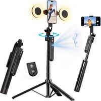 yAyusi 360° Arckövetős Állvány Fénnyel - 180 cm Teleszkópos Tripod Mobilhoz, Alkalmazás Nélküli AI Arcfelismerés, Távirányítóval, Vloghoz, K 1
