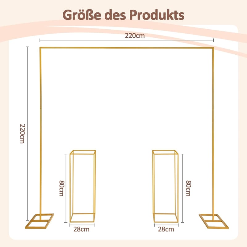 ybaymy Esküvői Boltív Állvány 220x220 cm - Arany Fém Dekorációs Keret Lufi Díszítéshez - Virágállvánnyal Rendezvényekre, Születésnapokra

AI