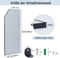 ybaymy Fehér férfi vizelde elválasztó falap 90 x 40 cm, privacy képernyő, mosdóválasztó iskolákhoz bevásárlóközpontokba óvodákba 2