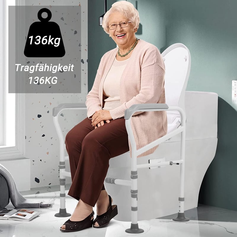 ybaymy Magasságállítható WC Támaszkerete Időseknek és Mozgáskorlátozottaknak