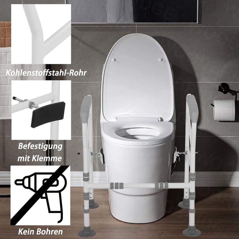 ybaymy Magasságállítható WC Támaszkerete Időseknek és Mozgáskorlátozottaknak