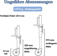 ybaymy Orrkerék Utánfutóhoz 680 kg Teherbírású, 6 Colos Összecsukható, Nehéz Terhelésre Tervezett Forgó Támasztókerék Lakókocsihoz 3