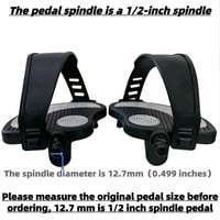 YBEKI Prémium pedál na rotoped s remienkom - 1/2-palcová (12,7 mm) oska - kompatibilné s Peloton, Schwinn, Kettler, Christopeit - Indoor Cycling 2