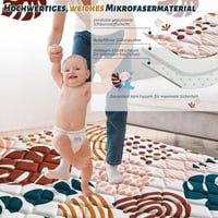 YBIKE Összehajtható Játszószőnyeg 150x150cm, Csúszásmentes Baba Crawling Mat Boho Leveles 2