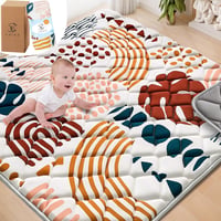 YBIKE Összehajtható Játszószőnyeg 150x150cm, Csúszásmentes Baba Crawling Mat Boho Leveles 1