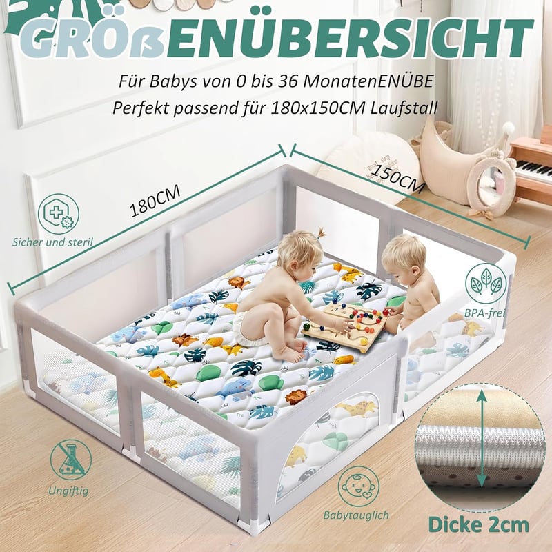 YBIKE Összehajtható Játszószőnyeg 180x150cm Csúszásmentes Puha Baba Crawling Mat