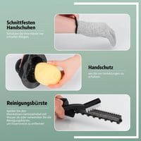 YC Kitchen 7 az 1-ben Állítható Mandolin Szeletelő - Rozsdamentes Acél Zöldségszeletelő Julienne Funkcióval, Védőkesztyűvel és Tisztítókefév 6