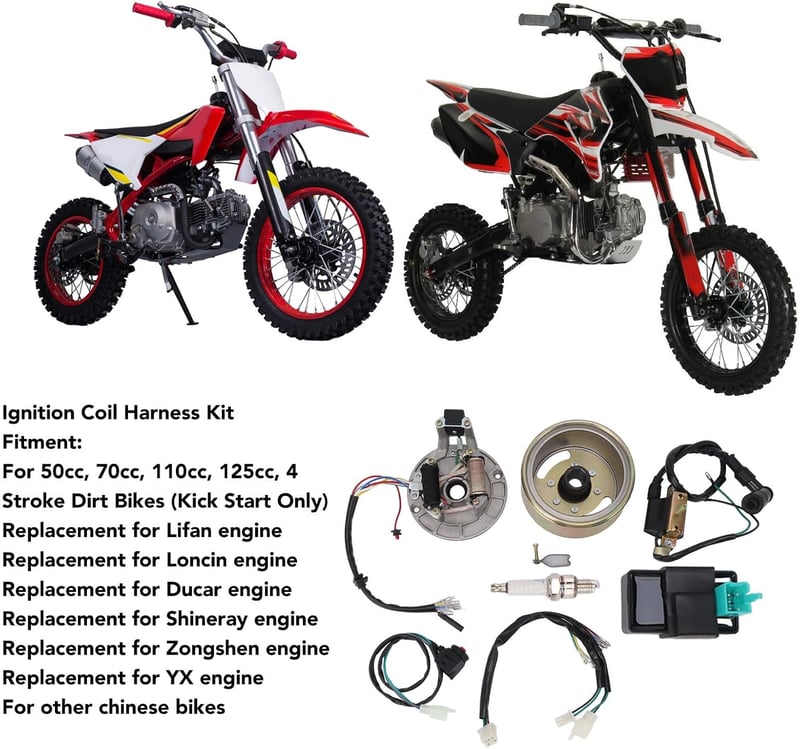 Yctze CDI Gyújtástekercs Vezetékkészlet Lifan 110 125 Pit Bike SSR Coolster