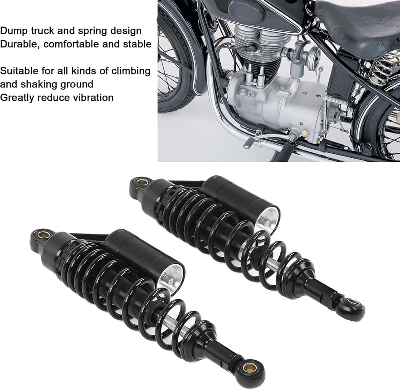 Yctze Motoros Lengéscsillapító Pár 340mm Hátsó Kerék Felfüggesztés Rugó Alumínium Vas ATV SUV Motor Univerzális Fekete