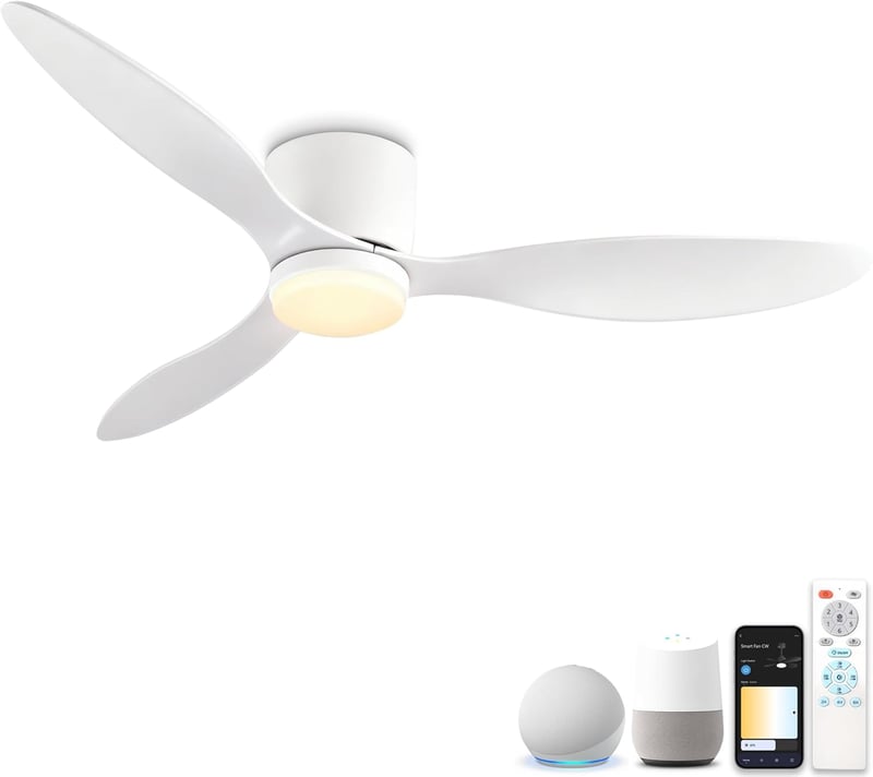 ycwdcz 106 cm okos mennyezeti ventilátor LED világítással, távirányítóval, Alexa/Google kompatibilis