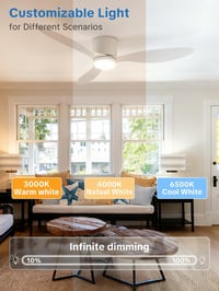 ycwdcz 106 cm okos mennyezeti ventilátor LED világítással, távirányítóval, Alexa/Google kompatibilis 4