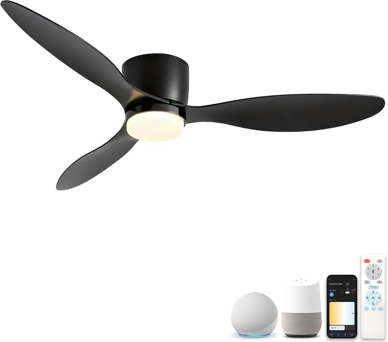 ycwdcz 106 cm okos mennyezeti ventilátor LED világítással, távirányítóval, Alexa/Google kompatibilis