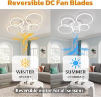 ycwdcz Modern Mennyezeti Ventilátor Lámpával - Fehér, 100 cm, Csendes DC Motor, Távirányítós, Időzíthető, 6 Sebességes, Téli-Nyári Üzemmód 6