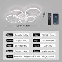 ycwdcz Modern Mennyezeti Ventilátor Lámpával - Fehér, 100 cm, Csendes DC Motor, Távirányítós, Időzíthető, 6 Sebességes, Téli-Nyári Üzemmód 7