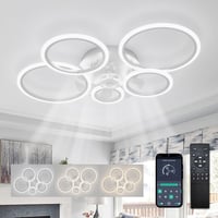 ycwdcz Modern Mennyezeti Ventilátor Lámpával - Fehér, 100 cm, Csendes DC Motor, Távirányítós, Időzíthető, 6 Sebességes, Téli-Nyári Üzemmód 1