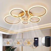 ycwdcz Okos Mennyezeti Ventilátor Lámpa Alexa és Google Kompatibilis - 6 Sebességű, Csendes DC Motor, Szabályozható LED, Téli Üzemmód, Moder 1