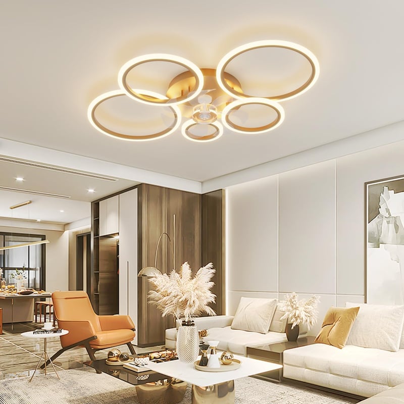 ycwdcz Okos Mennyezeti Ventilátor Lámpa Alexa és Google Kompatibilis - 6 Sebességű, Csendes DC Motor, Szabályozható LED, Téli Üzemmód, Moder