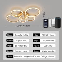 ycwdcz Okos Mennyezeti Ventilátor Lámpa Alexa és Google Kompatibilis - 6 Sebességű, Csendes DC Motor, Szabályozható LED, Téli Üzemmód, Moder 6