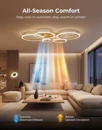 ycwdcz okos mennyezeti ventilátor lámpával, Alexa/Google kompatibilis, 6 fokozat, DC motor 3