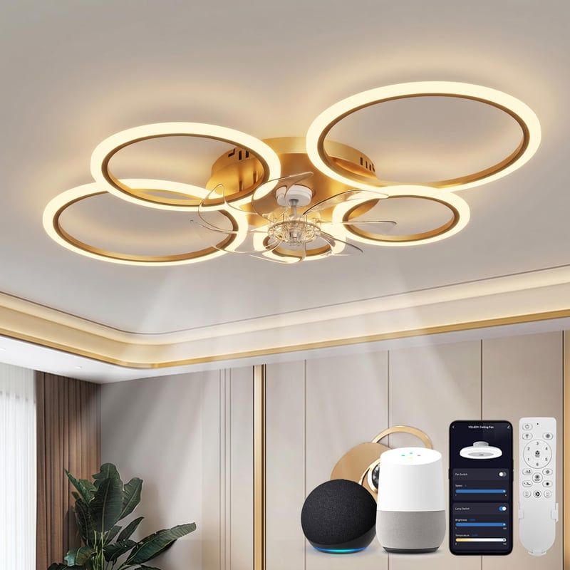ycwdcz okos mennyezeti ventilátor lámpával, Alexa/Google kompatibilis, 6 fokozat, DC motor