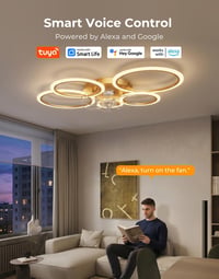 ycwdcz okos mennyezeti ventilátor lámpával, Alexa/Google kompatibilis, 6 fokozat, DC motor 4