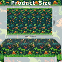 Față de masă cu dinozauri YCXTCZ, 4 bucăți, cu frunze tropicale de palmier, față de masă din plastic pentru petrecerea de aniversare a copiilor, 130 x 218 cm 5