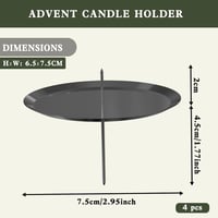 YD 4 db Adventi Koszorú Gyertyatartó, 7,5 cm, Fekete Fém Gyertyatartó Adventi Dekorációhoz 3