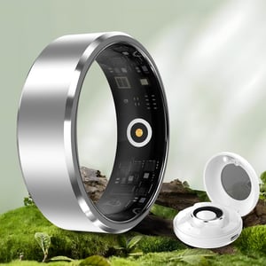 Inel inteligent YD LIFE, argintiu, 8-18,5 mm, rezistent la apă 5 ATM, cu măsurarea temperaturii, puls, SpO2, monitorizarea somnului și peste 100 de moduri sportive, compatibil cu Android și iOS