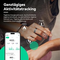Inel inteligent YD LIFE, argintiu, 8-18,5 mm, rezistent la apă 5 ATM, cu măsurarea temperaturii, puls, SpO2, monitorizarea somnului și peste 100 de moduri sportive, compatibil cu Android și iOS 4