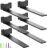 Yeabett 6 db 25 cm fekete polctartó konzol 75 kg teherbírású erősített fali polcsín 1