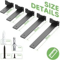 Yeabett Polckonzol 10 cm Fekete 75 kg Terhelhetőség 4 db 4