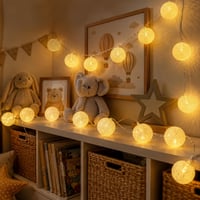 YeahBoom LED svjetlosni niz s pamučnim kuglicama, 300 cm, 20 LED kuglica, toplo bijela ambijentalna svjetiljka za unutarnje uređenje 7