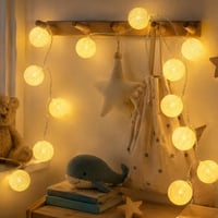 YeahBoom LED svjetlosni niz s pamučnim kuglicama, 300 cm, 20 LED kuglica, toplo bijela ambijentalna svjetiljka za unutarnje uređenje 6