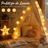 YeahBoom LED svjetlosni niz s pamučnim kuglicama, 300 cm, 20 LED kuglica, toplo bijela ambijentalna svjetiljka za unutarnje uređenje 4