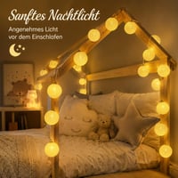 YeahBoom LED svjetlosni niz s pamučnim kuglicama, 300 cm, 20 LED kuglica, toplo bijela ambijentalna svjetiljka za unutarnje uređenje 5