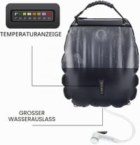 YeahBoom napelemes kemping zuhanytáska, 20 L, levehető zuhanyfejjel - zöld 5