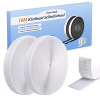 YeahWhee samolepiaca suchý zips páska extra silná 10 m x 20 mm biela obojstranná páska so slučkami a háčikmi na upevnenie sieťok proti hmyzu a vankúšov na pohovku 1