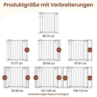 Bezpečnostná zábrana na schody YEAUPE PRO pre deti 66-70 cm, montáž bez vŕtania, kovová, biela 7