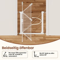 Bezpečnostná zábrana na schody YEAUPE PRO pre deti 66-70 cm, montáž bez vŕtania, kovová, biela 5
