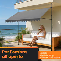 Copertină de balcon YEAUPE PRO cu fixare fără găurire, cu manivelă manuală, rezistentă la UV și hidrofugă, înălțime reglabilă, gri închis, 300 x 180 6
