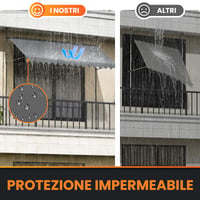 Copertină de balcon YEAUPE PRO cu fixare fără găurire, cu manivelă manuală, rezistentă la UV și hidrofugă, înălțime reglabilă, gri închis, 300 x 180 4